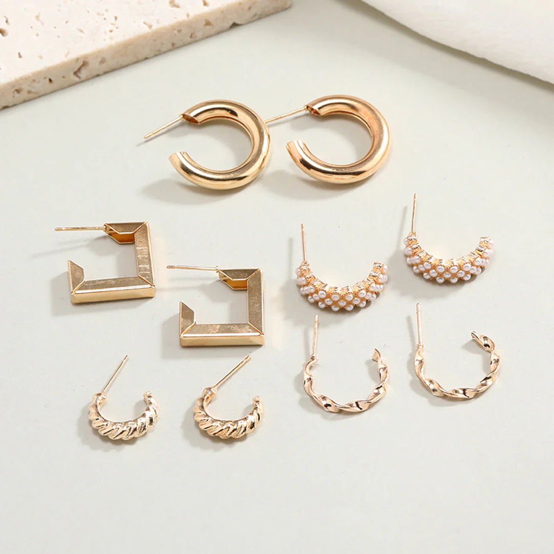 5pairs/set Faux Pearl Decor Earrings