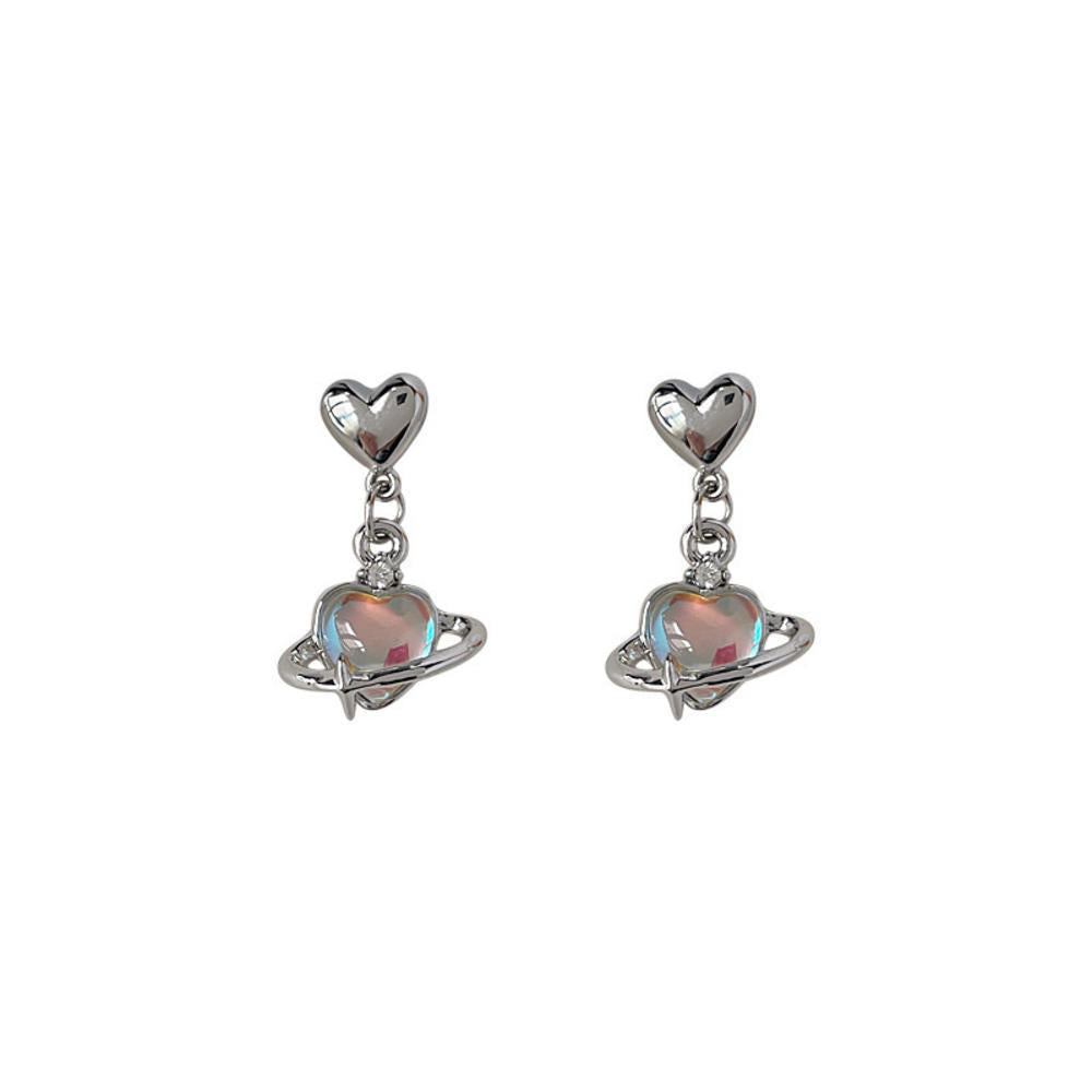 Heart & Planet Drop Earrings