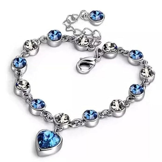 Heart Shaped Blue Crystal Bracelet