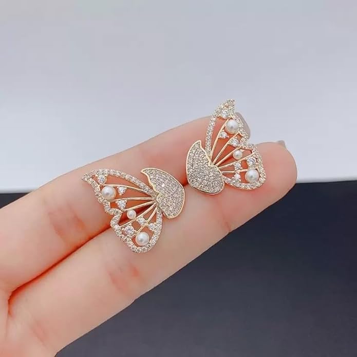 Gold-Plated Butterfly Stud Earrings