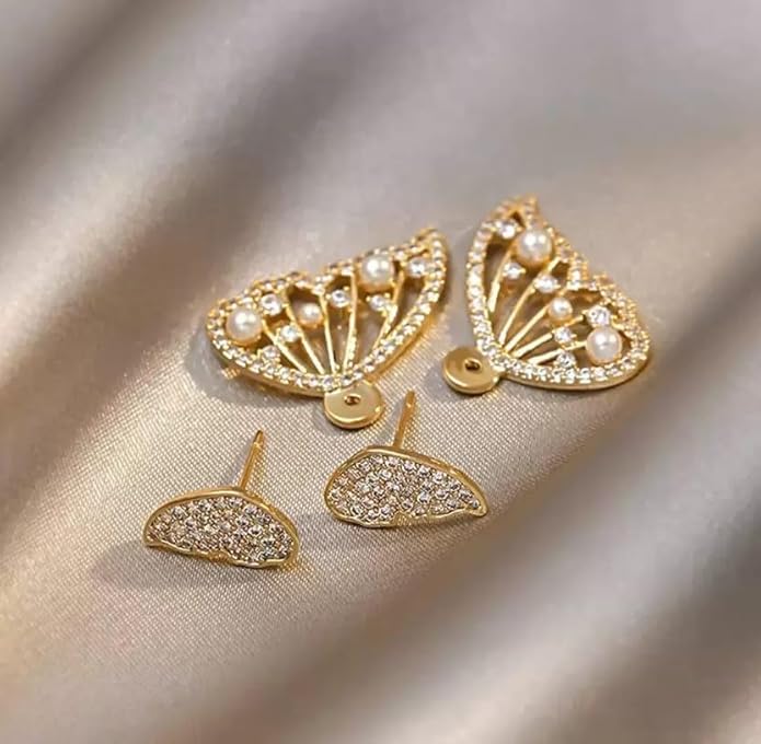 Gold-Plated Butterfly Stud Earrings