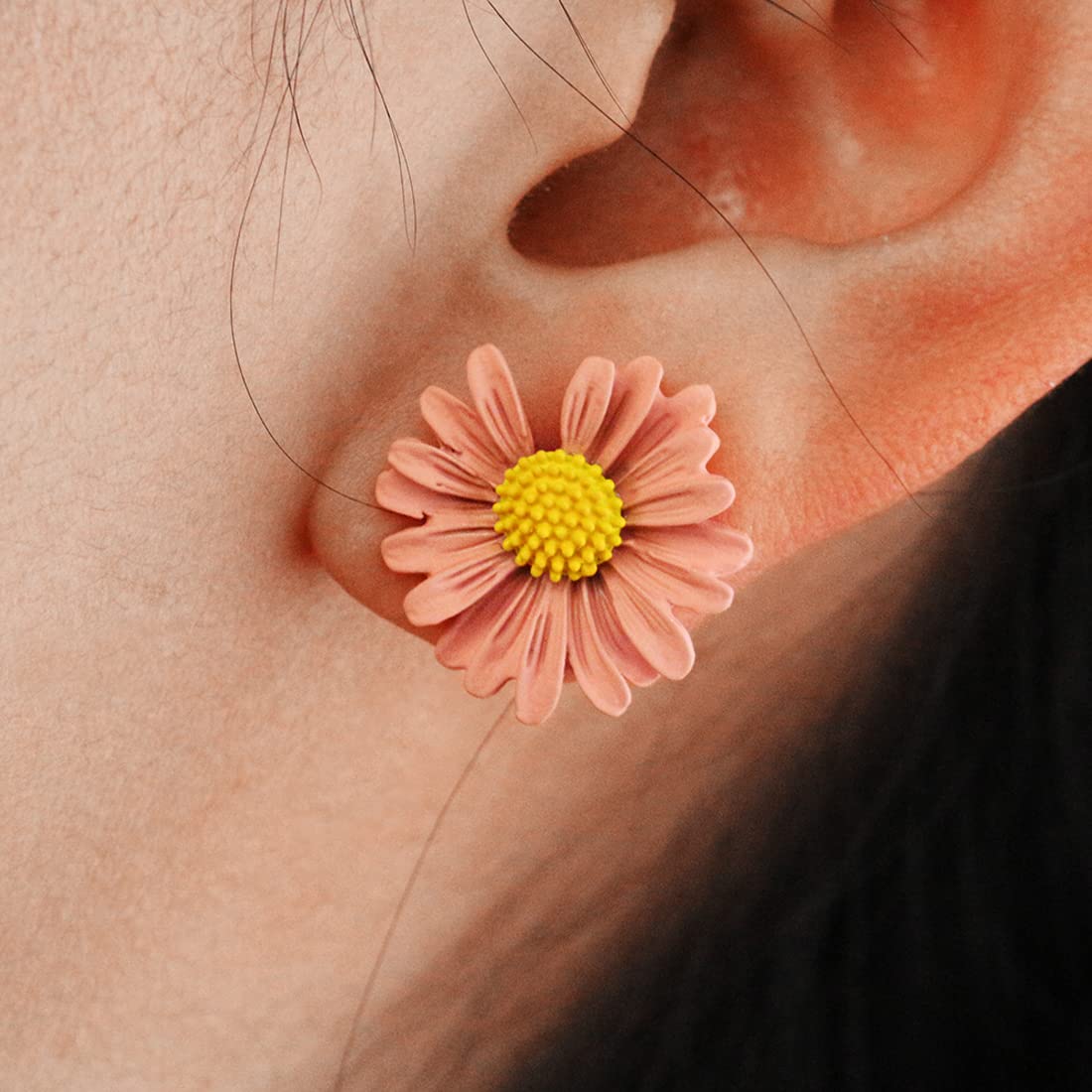 Tiny Daisy Sunflower Stud Earrings