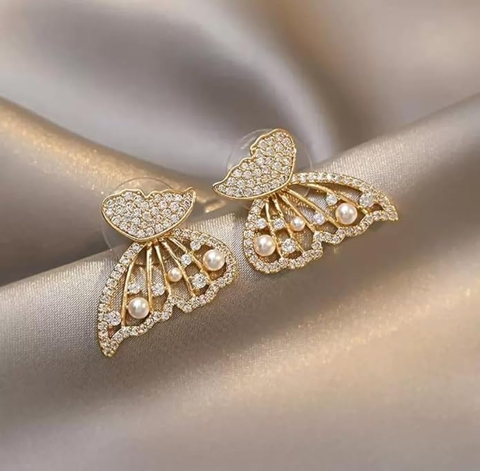 Gold-Plated Butterfly Stud Earrings