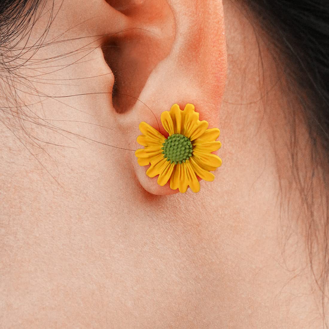 Tiny Daisy Sunflower Stud Earrings