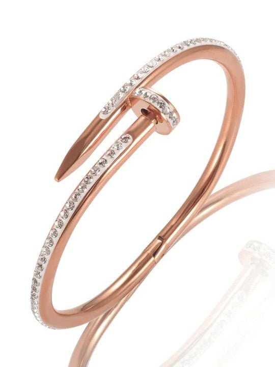 Rose Gold-Plated Stone-Studded Bracelet