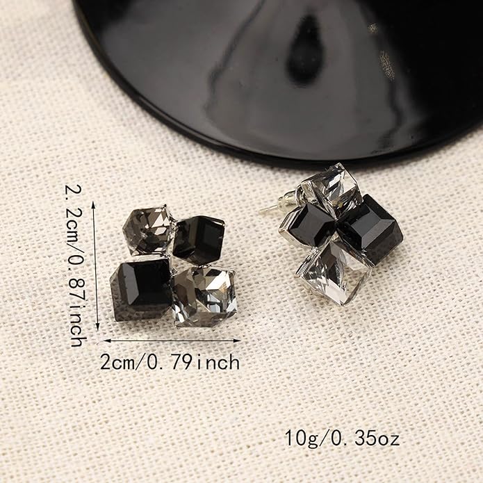 Black Cube Crystal Earrings