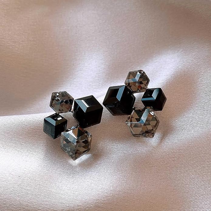 Black Cube Crystal Earrings