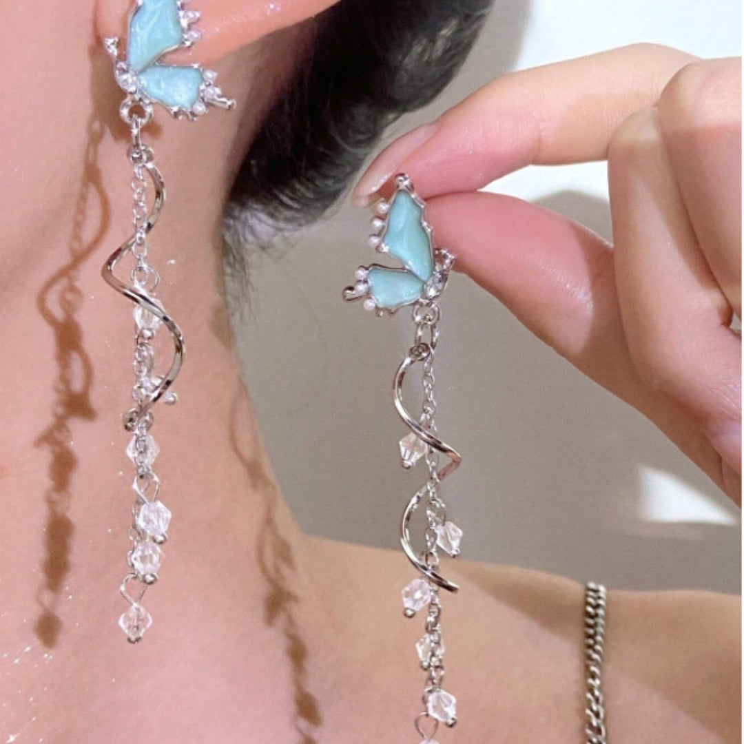 Long Butterfly Tassel Earrings