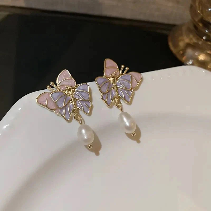 Dainty Butterfly Pink Earrings