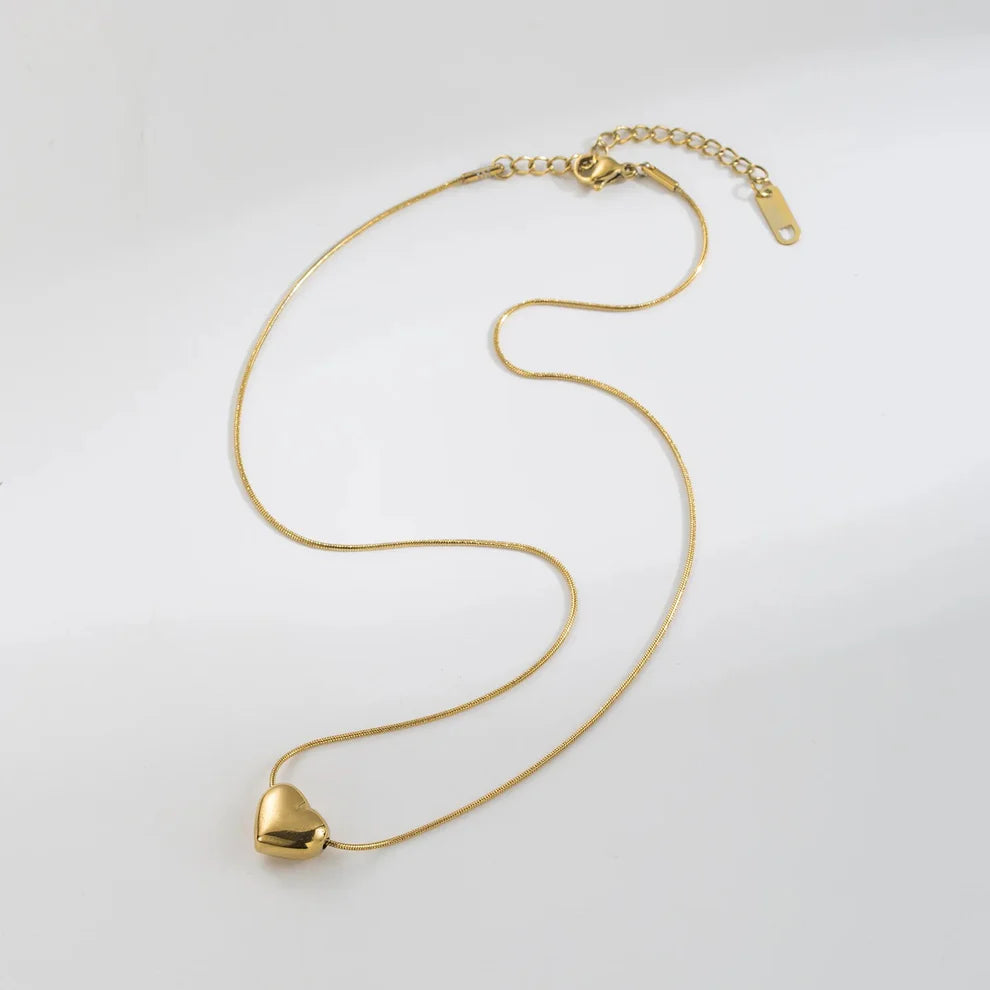 Dainty Heart Gold Pleated Necklace