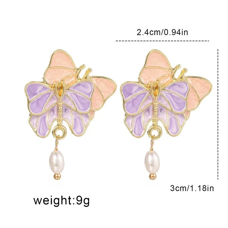 Dainty Butterfly Pink Earrings