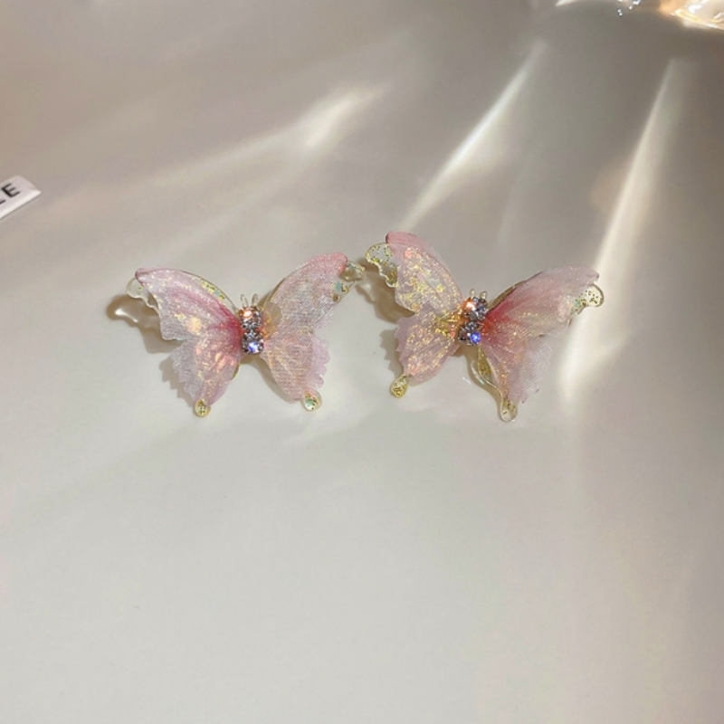 Pink Butterfly Stud Earrings