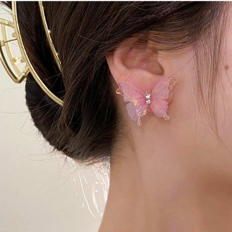 Pink Butterfly Stud Earrings