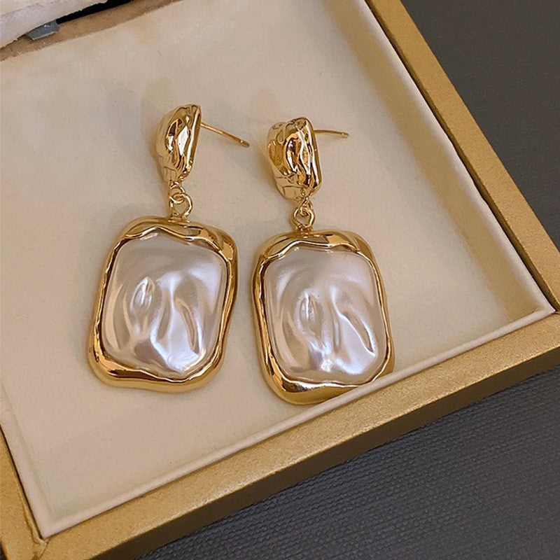 Gold Baroque Pearl Earrings for Women Pearl Dangle Earrings