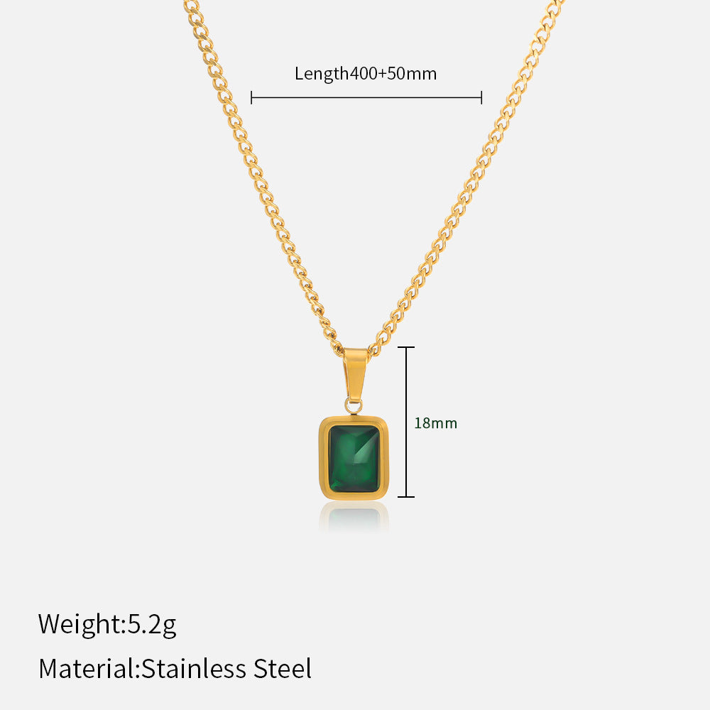 Green Pendant Gold-Plated Necklace