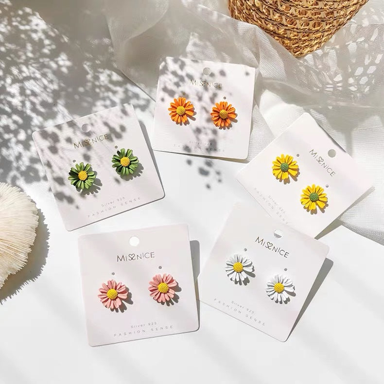 Tiny Daisy Sunflower Stud Earrings