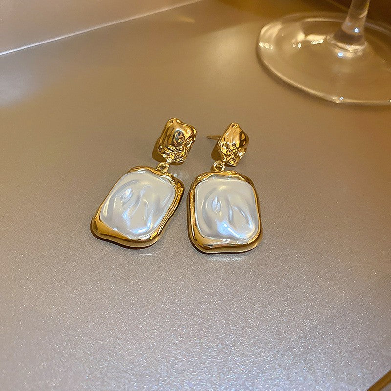 Gold Baroque Pearl Earrings for Women Pearl Dangle Earrings