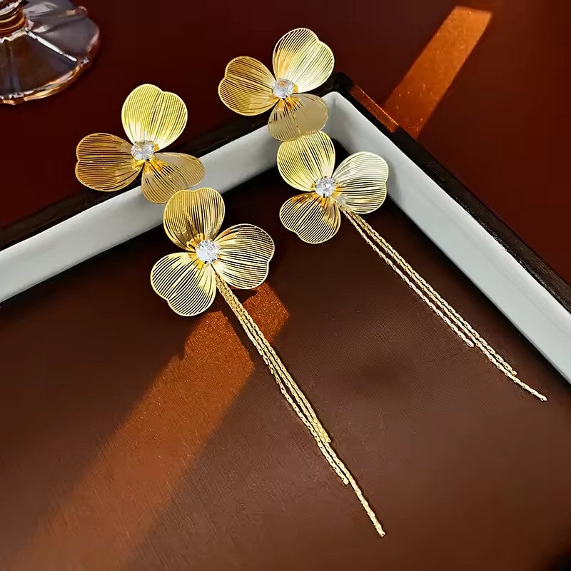 Long Flower Tassel Earrings