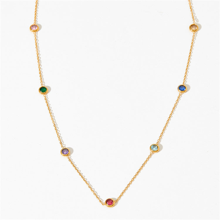 Colorful Gemstone Chain Necklace