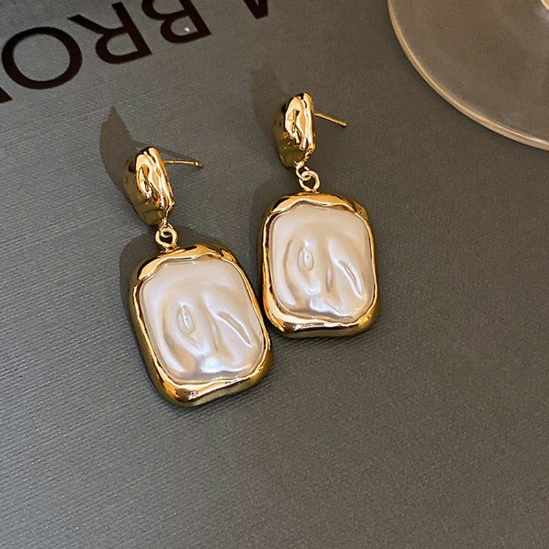 Gold Baroque Pearl Earrings for Women Pearl Dangle Earrings