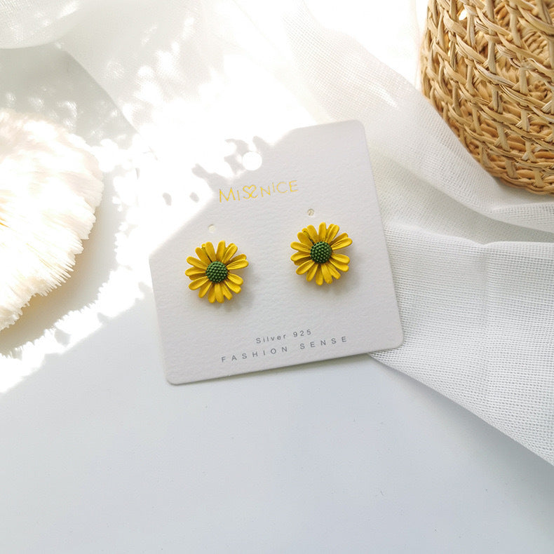 Tiny Daisy Sunflower Stud Earrings