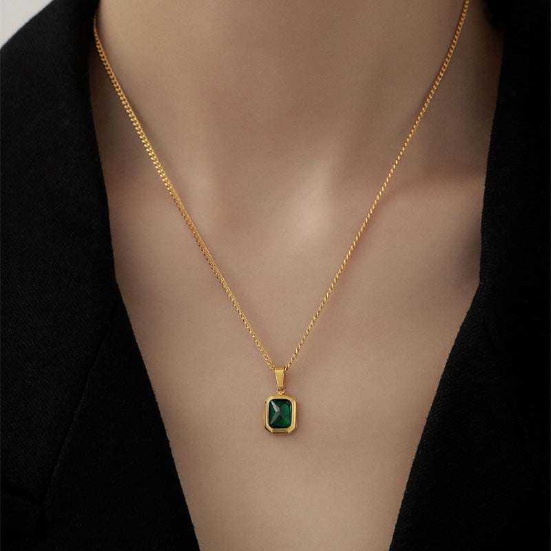 Green Pendant Gold-Plated Necklace