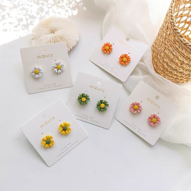 Tiny Daisy Sunflower Stud Earrings