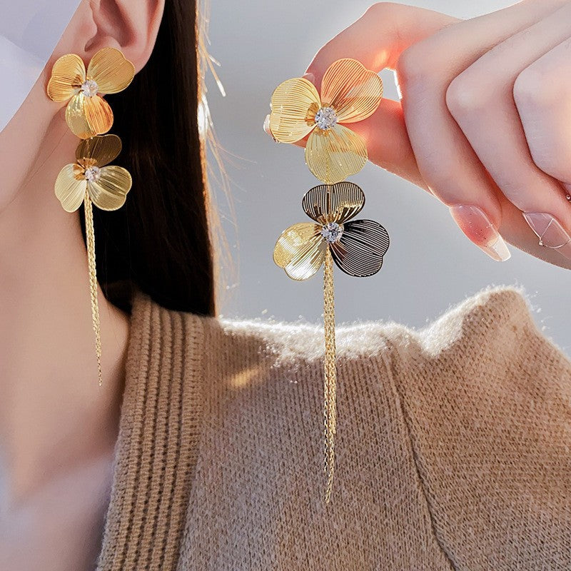 Long Flower Tassel Earrings