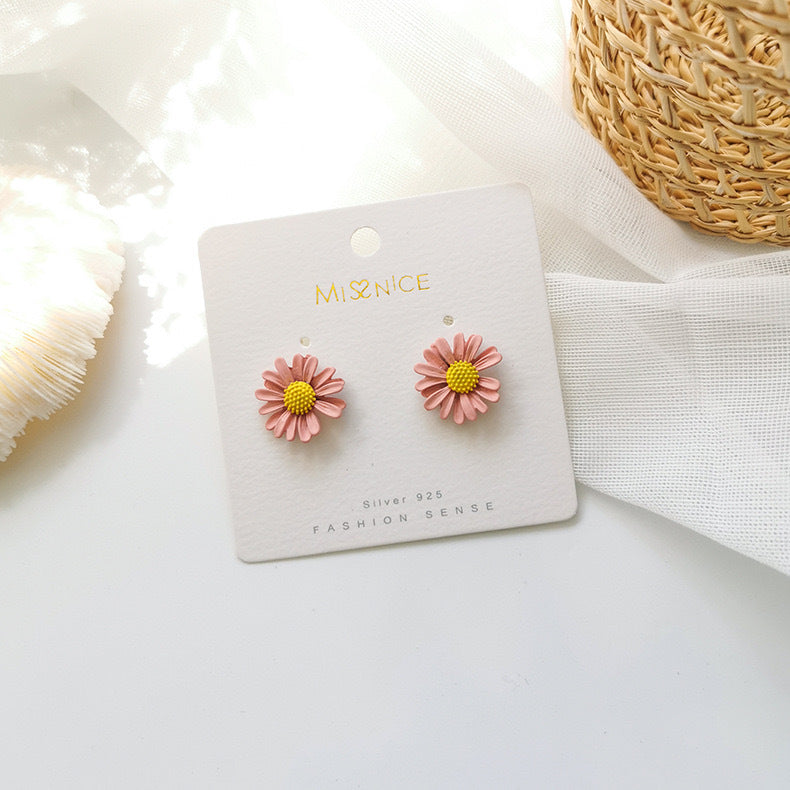 Tiny Daisy Sunflower Stud Earrings