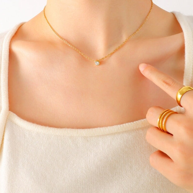 Dainty Diamond Necklace Gold-plated