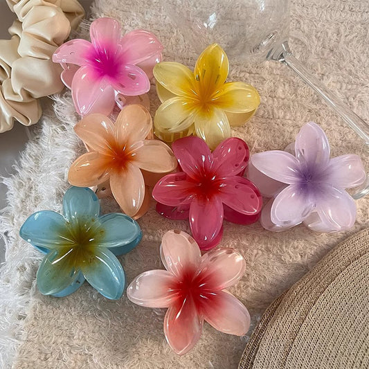 Flower Trendy Hair Claw Clips ( Pack Of 5 )