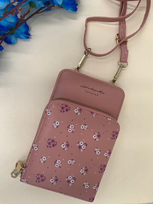 Flower printed mobile pouch