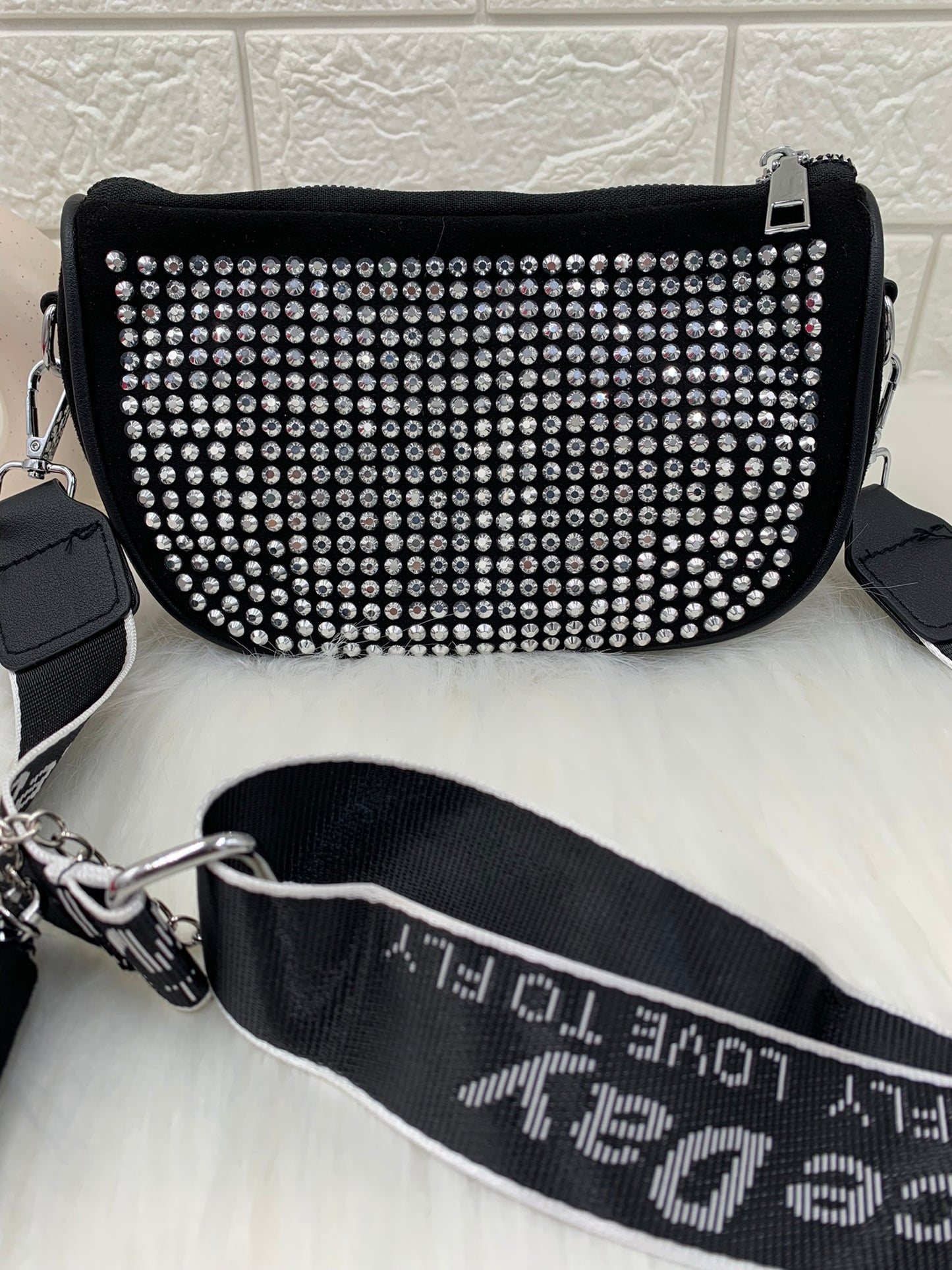 Silver Stone Crossbody Bag With Pouch