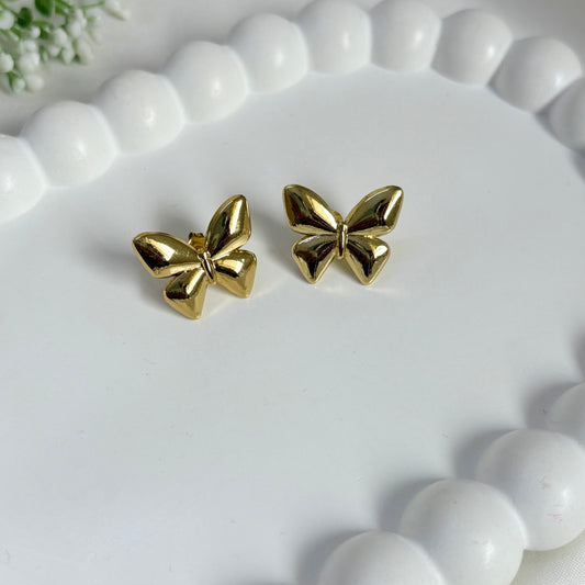 Small Butterfly Gold Pleated Earrings | Waterproof & Tarnish Free