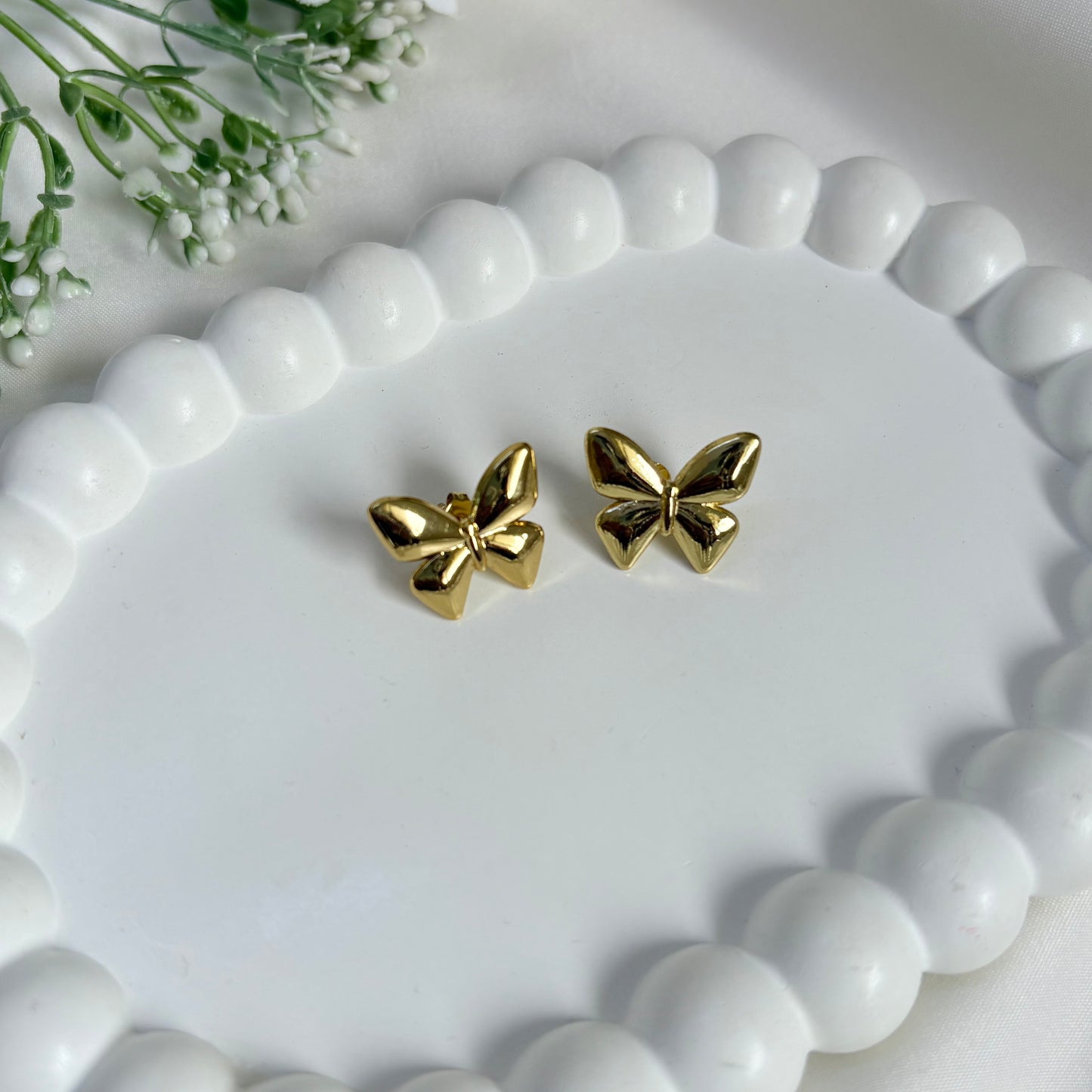 Small Butterfly Gold Pleated Earrings | Waterproof & Tarnish Free