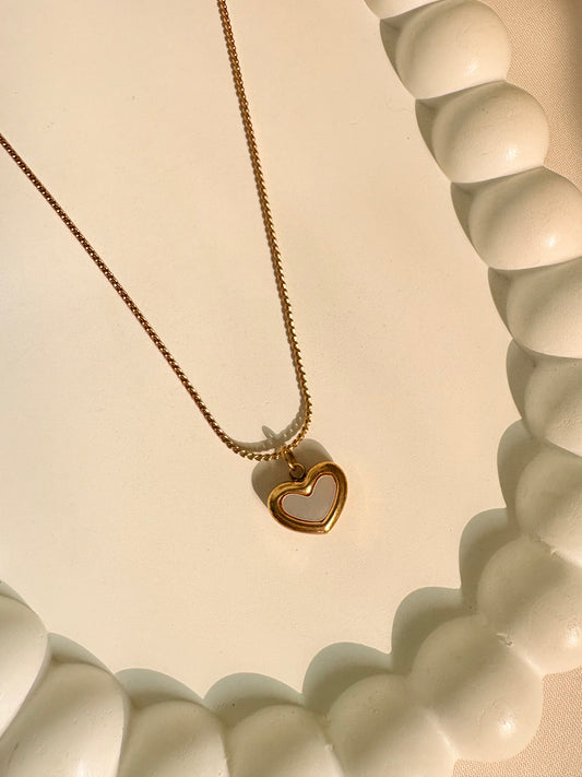 Gold-Plated Heart Pendant Necklace with Enamel Finish