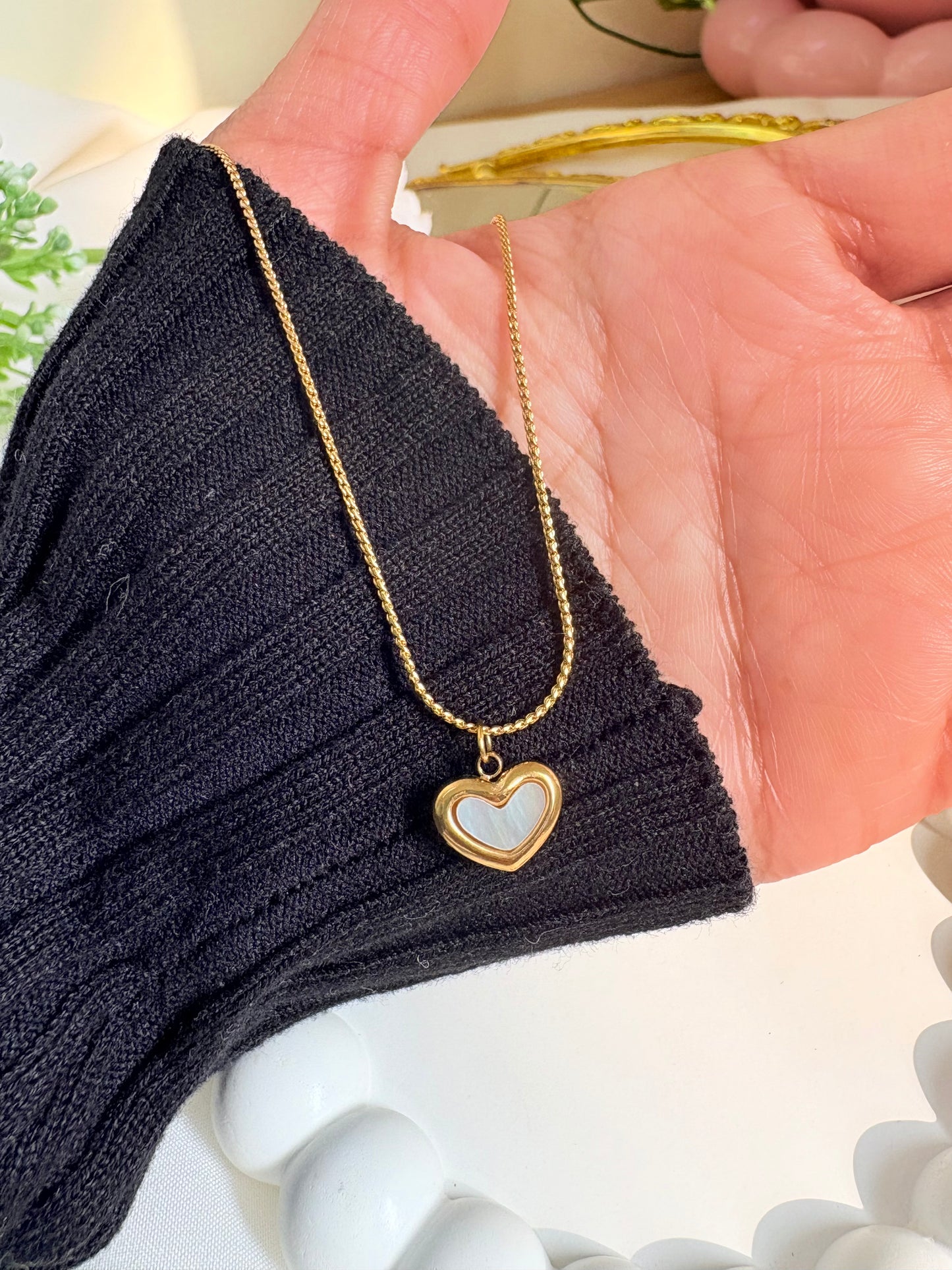 Gold-Plated Heart Pendant Necklace with Enamel Finish