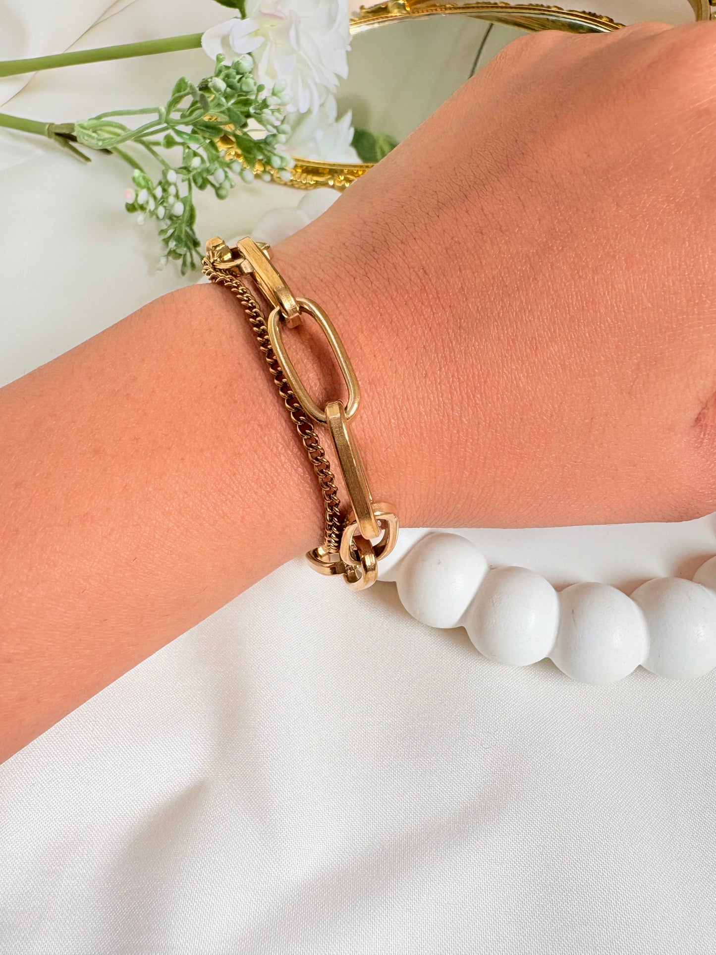 Gold Plated Stainless Steel Bracelet Dainty Adjustable