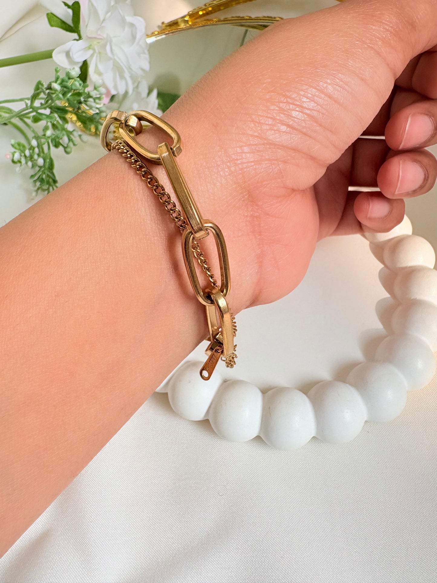 Gold Plated Stainless Steel Bracelet Dainty Adjustable