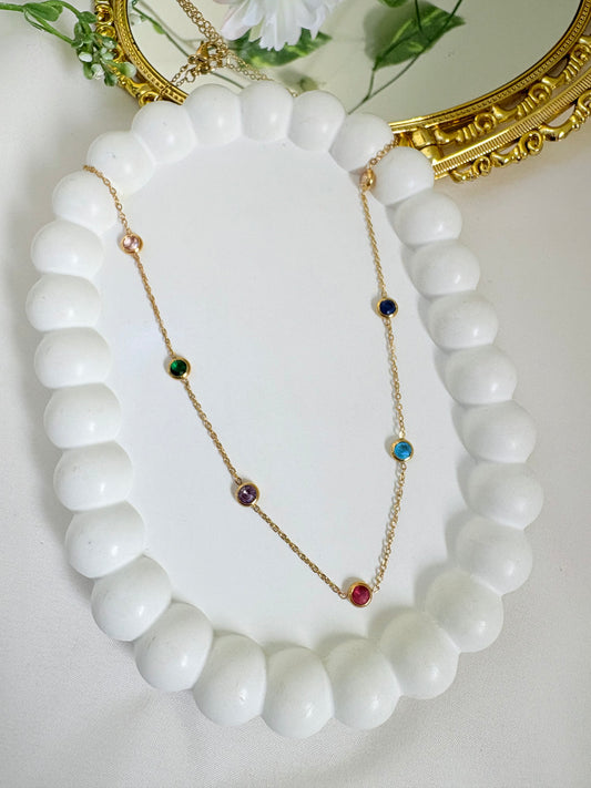 Colorful Gemstone Chain Necklace