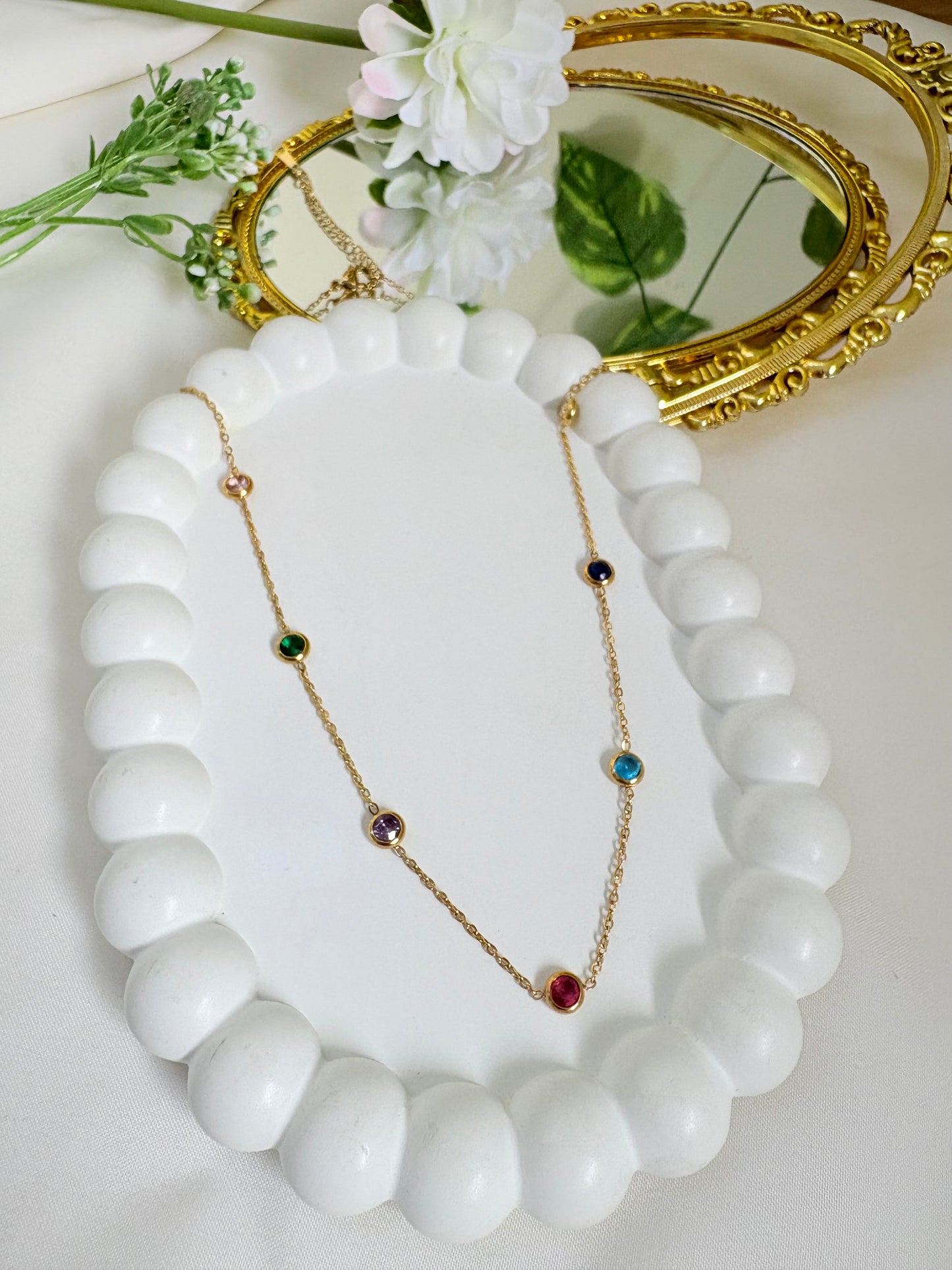 Colorful Gemstone Chain Necklace