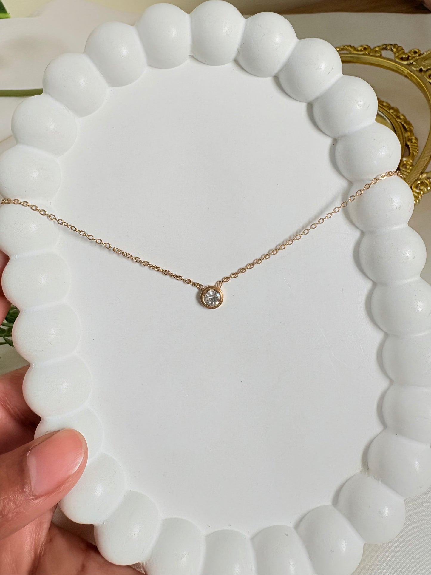 Dainty Diamond Necklace Gold-plated