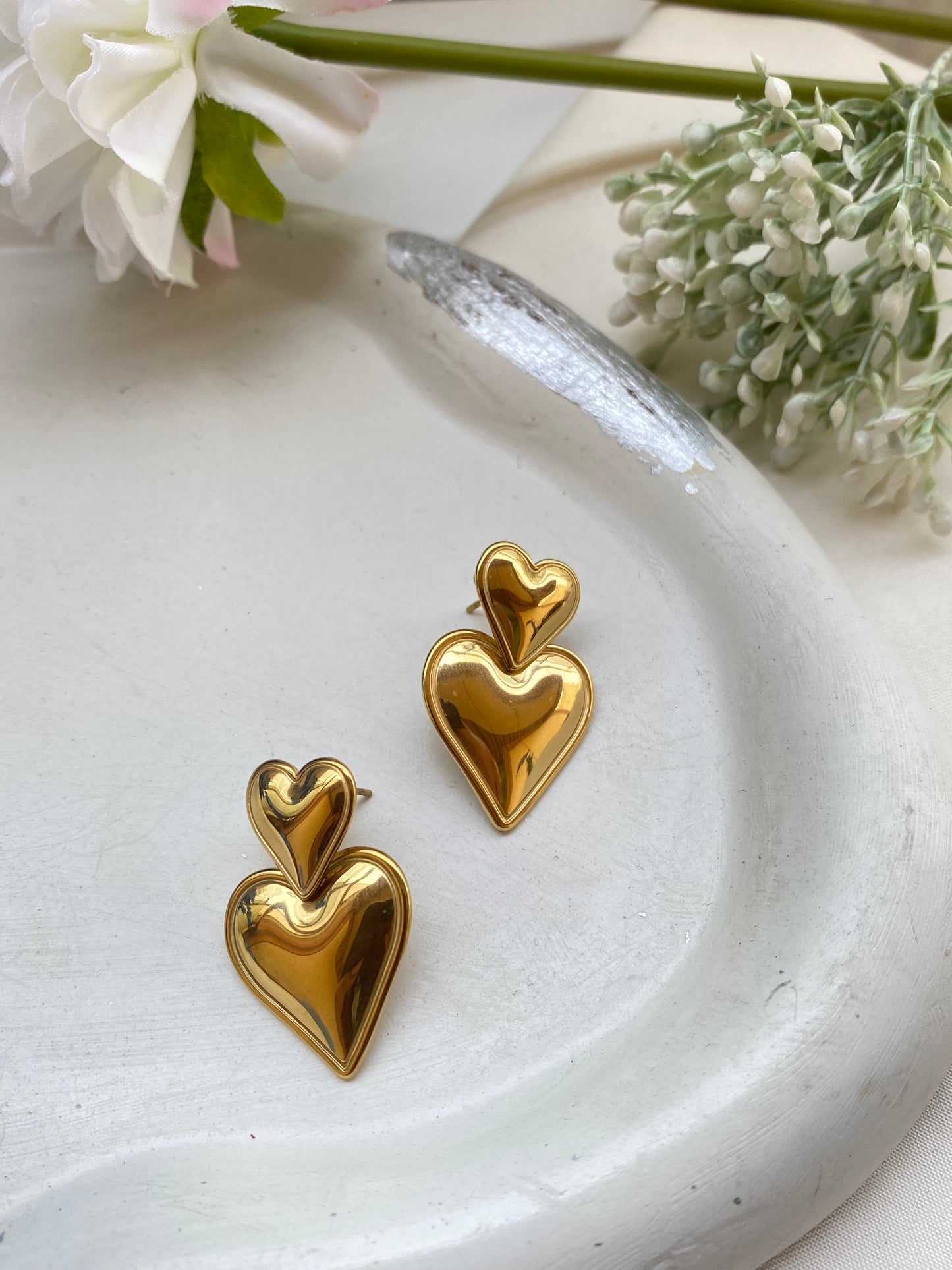 Drop Heart Earrings | Waterproof & Tarnish Free