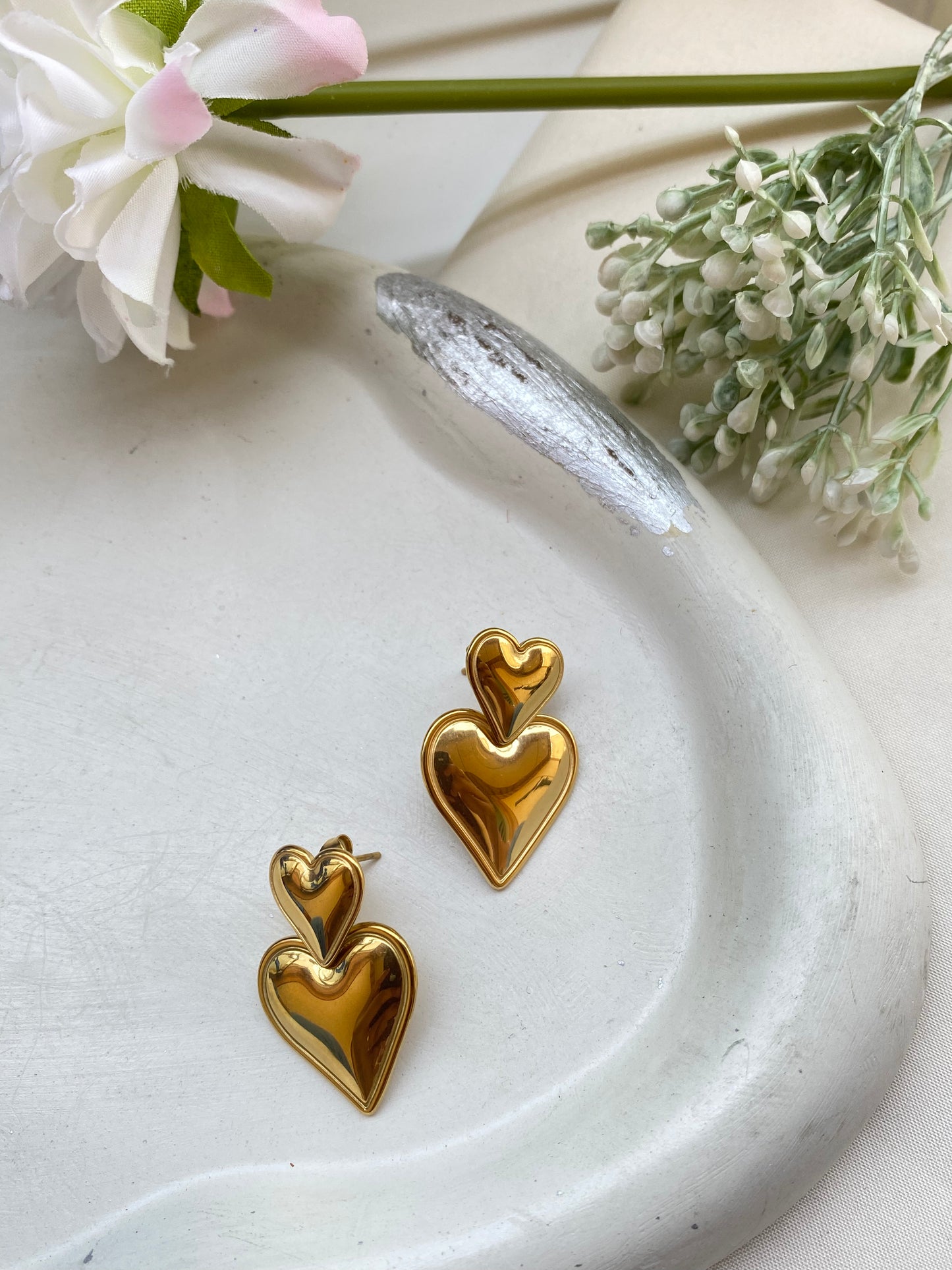 Drop Heart Earrings | Waterproof & Tarnish Free