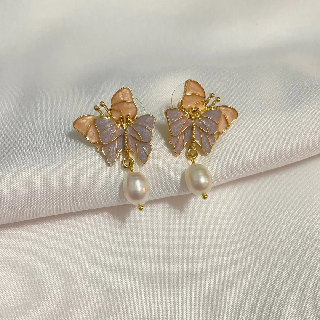 Dainty Butterfly Pink Earrings