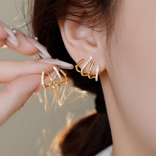 U-shaped Four Rows Stud Ear Cuff Earrings