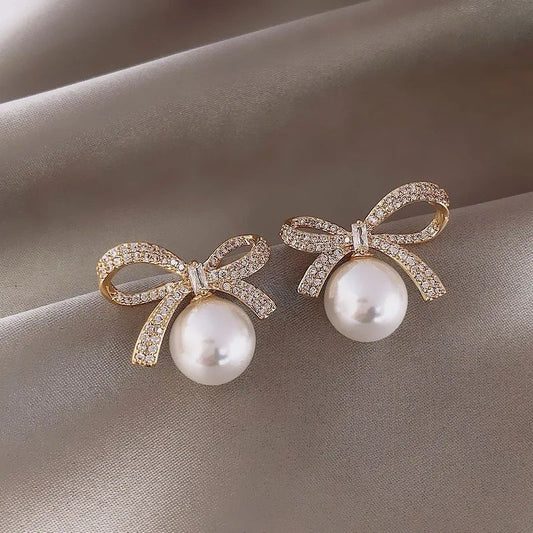 Pearl Bowknot Earrings