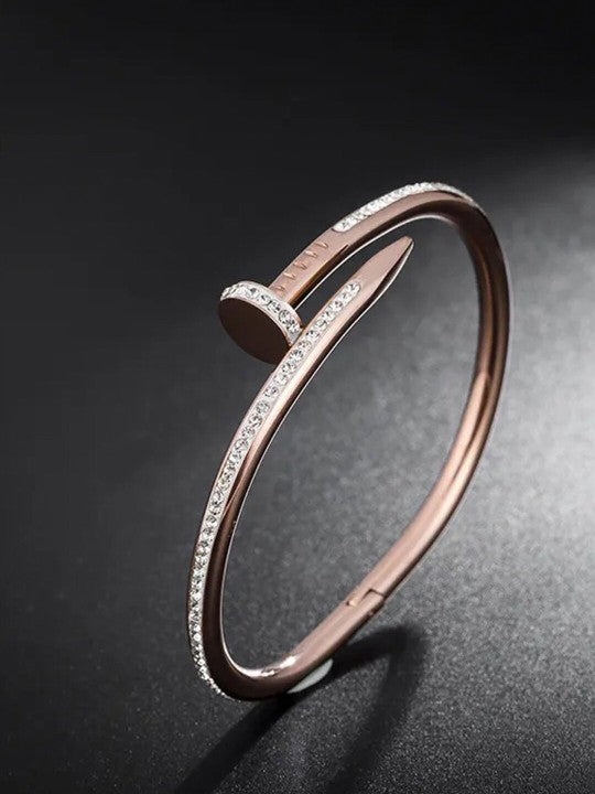 Rose Gold-Plated Stone-Studded Bracelet