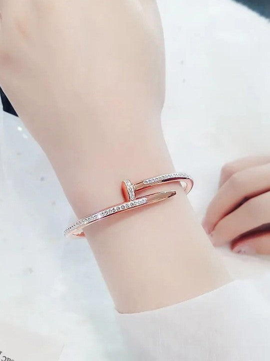 Rose Gold-Plated Stone-Studded Bracelet