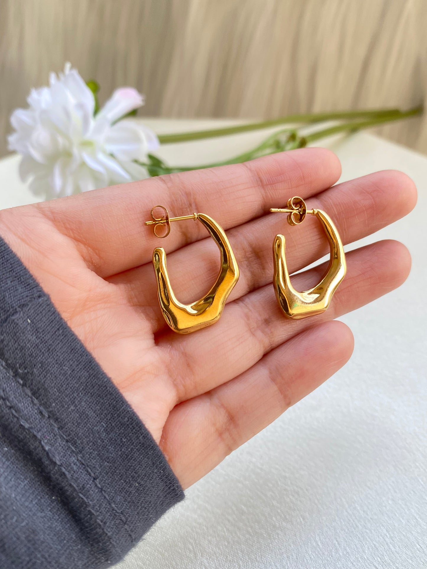 Geomatric Half Hoops Earrings